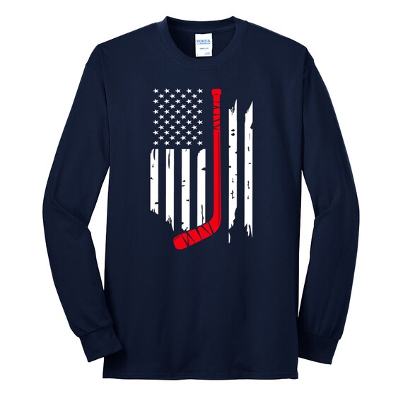 Distressed American Canada Flag Hockey T-Shirt Hockey Lovers Distressed American Canada Flag Hockey T-Shirt Hockey Lovers