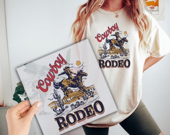 Cowboy Rodeo Ready to Press, Western Graphic DTF Transfer, Cowboy High Quality, Country Heat Transfer, Western Cowboy  Direct to Film P078