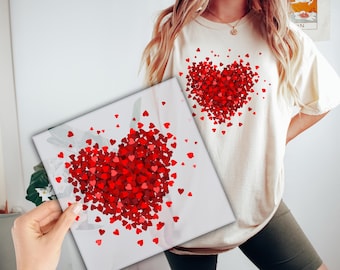 Hearts DTF Transfer, Ready to Press, Womens Valentines Hearts DTF Print,  Direct to Film, Shirt Transfer,  Heat Transfer,P395