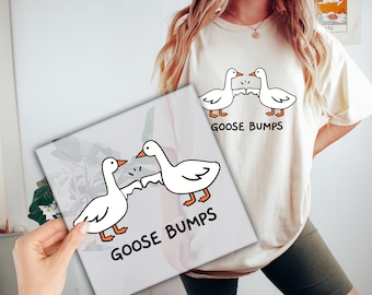 Goose Bumps Ready to Press, Funny DTF Transfer, High Quality, Cute Silly Heat Transfer, Funny Goose Direct to Film P033
