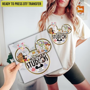 Hollywood Studios Disney DTF Transfer, Disney Hollywood Studios Mickey And FriendsReady to Press, DTF Print, Direct to Film, Heat Transfer