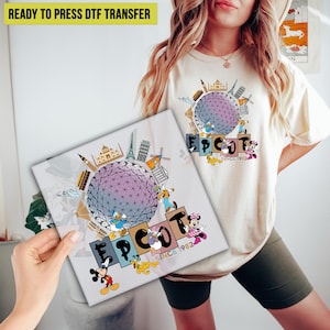 Epcot Center Mickey and Friends Artist DTF Transfer, Disneyland Family Ready to Press, DTF Print, Direct to Film, Heat Transfer