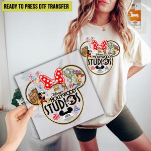 Hollywood Studios Disney DTF Transfer, Disney Hollywood Studios Mickey And FriendsReady to Press, DTF Print, Direct to Film, Heat Transfer