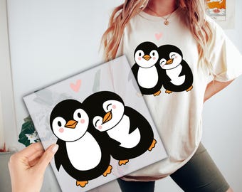 Penguin Valentine DTF Transfer, Gift for Her Ready to Press, DTF Print,Love Penguin Direct to Film, Shirt Transfer,  Heat Transfer
