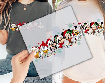 Disney Family Christmas Heat Press, Disney Character DTF Transfer,Mickey Minnie Xmas Ready to Press,  Shirt Transfer, Direct to Film P164