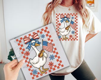 Duck Goose 4th Of July  DTF Transfer, Independence Day Ready to Press,Trendy Summer American Animal DTF Print, Direct to Film, Heat Transfer