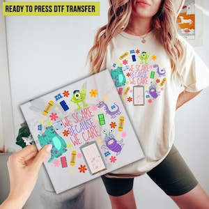 We Scare Because We Care DTF Transfer, Monsters University Ready to Press, Disney DTF Print, Monsters Direct to Film, Heat Transfer