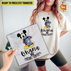 Stitch Ohana Means Family DTF Transfer, Stitch Ready to Press, Ohana DTF Print, Disneyworld Direct to Film, Hawai Heat Transfer