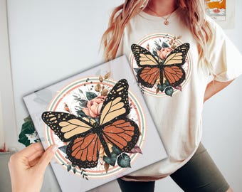 Butterfly DTF Transfer, Floral Butterfly Ready to Press, Butterfly Lover DTF Print, Nature Lover Direct to Film, Heat Transfer