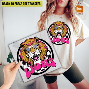 Lions Retro DTF Transfer,  Lions Mascot Ready to Press, Michigan Football DTF Print, Football Fan Gift Direct to Film, Heat Transfer