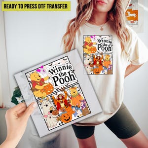 Winnie The Pooh Halloween DTF Transfer, Disney Halloween Ready to Press, Retro Pooh Ghost Halloween DTF Print, Direct to Film, Heat Transfer