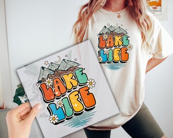Lake life comfort colors DTF Transfer, Lake Life Ready to Press, DTF Print, Camper Apparel Direct to Film, Shirt Transfer,  Heat Transfer