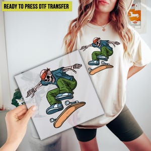 Skateboarding Skeletons DTF Transfer, Gifts Ready to Press, DTF Print,  Skate board Direct to Film, Shirt Transfer, Heat Transfer
