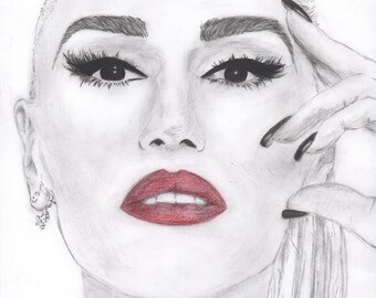 Gwen Stefani Digital Download Charcoal Drawing