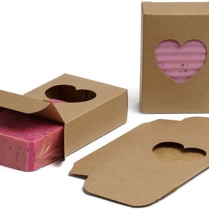 Uxcell 3x3x1.5 Paper Soap Box with Window Homemade Soap Boxes Square  Presents Packaging Boxes, Brown 30 Pack