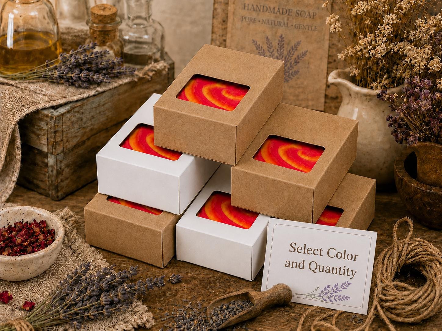 Rectangle Window Gift, Soap Boxes, Kraft White Packaging - Handmade Soap Supplies - CYP is a USA seller!