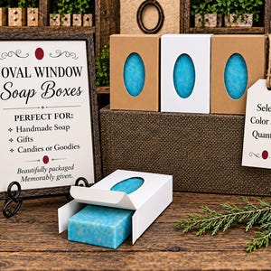 Oval Window Soap Boxes – Kraft or White Packaging for Handmade Soap Bars