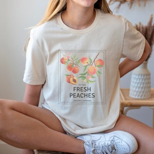Fresh peaches T shirt, Fruit shirt, garden shirt, Support Local Farmers, cottagecore shirt, Aesthetic Clothes, Botanical