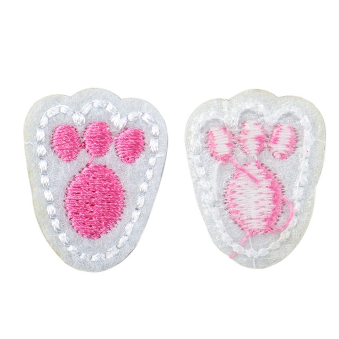 Pink Rabbit Foot Synthetic Leather and Pink Embroidery Bunny Feet Appliques, 5 Pieces - Etsy