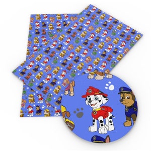 Cartoon Dog Design printed on Faux Leather, 1 sheet 20cmx34cm, sewing, jewelry making, bow and earring making