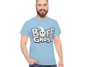 Buff Ghost Logo with Icon - Unisex Heavy Cotton Tee