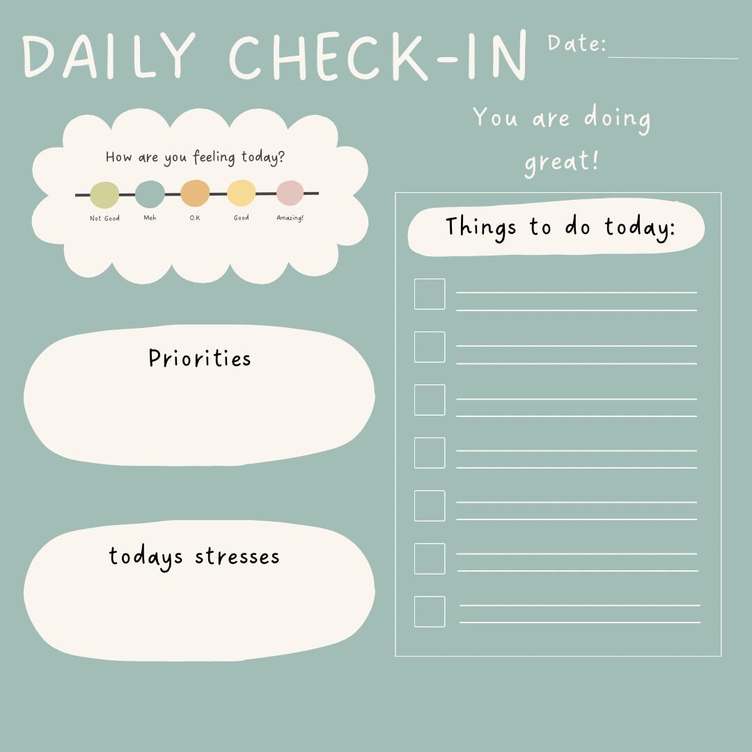 Daily Wellness Checkin Etsy