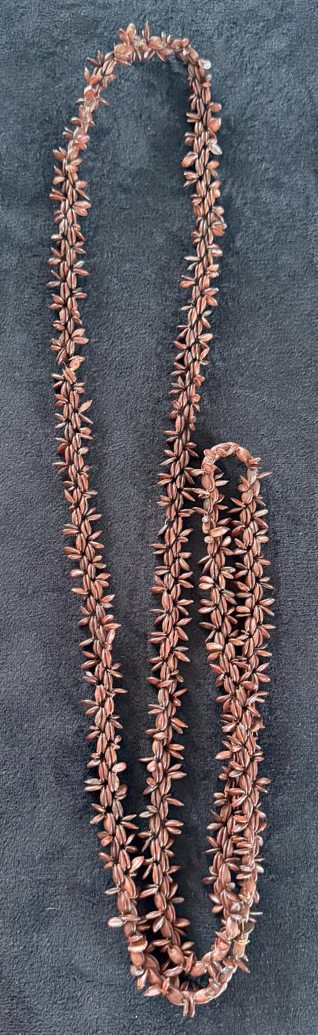 Hawaiian Brown Tree Nut Koa Seed Necklace Lei 24" Long Boho Vintage