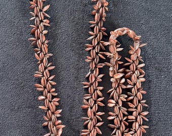 Hawaiian Brown Tree Nut Koa Seed Necklace Lei 24" Long Boho Vintage apple seed
