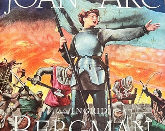 RARE 1948 Joan of Arc- Ingrid Bergman  Movie Poster Print Ad -Original-Taken from a 1948 McCalls Magazine 12 x 9.5&quot; -- NOT a digital print