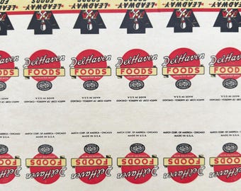 Vintage Matchbook - Del Haven Foods / Leadway Foods- Uncut Cover Sheet 18pcs Advertisements / Ephemera
