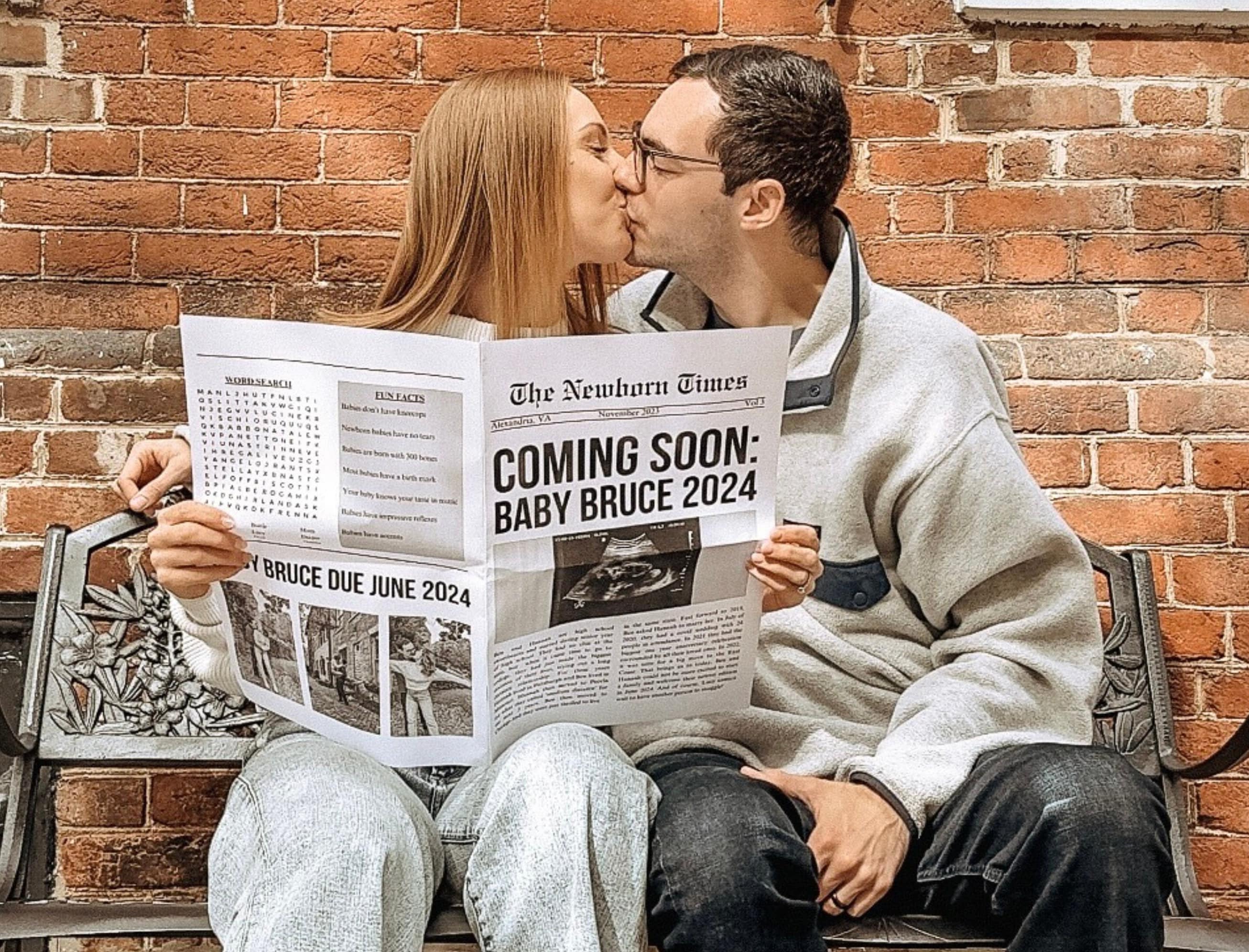 Newspaper Pregnancy Announcement Digital Template 11x17 inch - Baby Announcement Digital Download