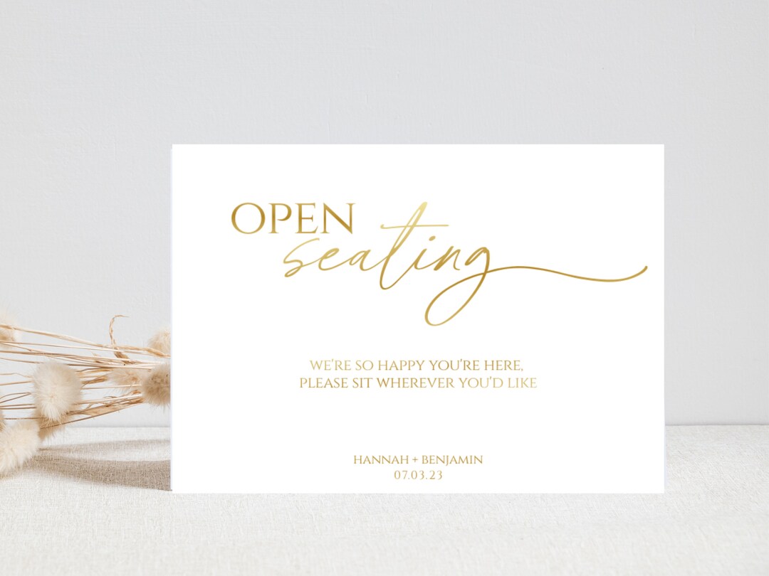 Wedding Open Seating Sign Gold Vertical/horizontal 5x7 & 8x10 Custom Wedding Signmodern Wedding