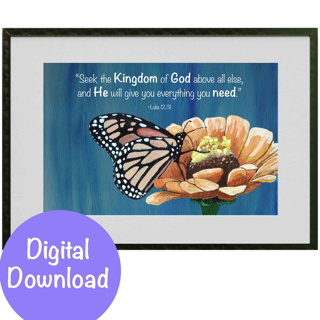 Butterfly Visits With Bible Verse, Christian Printable Wall Art ...
