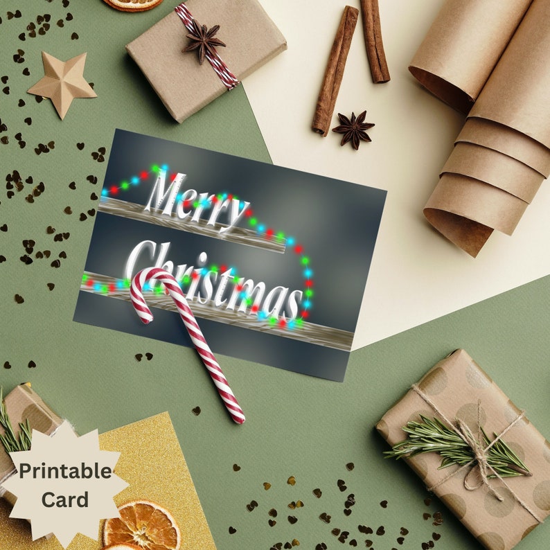 Printable Christmas Card, Instant Download Merry Christmas Greeting ...