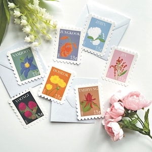 BTS Birth Flower Stamp Sticker | OT7, Namjoon, RM, Jin, Suga, Yoongi, Jhope, Jimin, V, Taehyung, Jungkook