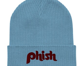 Phish Phillies Hat - Phish Phillies Embroidered Beanie - Light Blue Phish Phillies Hat - Organic ribbed beanie