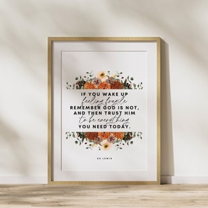 God Is Not Fragile CS Lewis Quote, Inspirational Wall Art Digital Print Download
