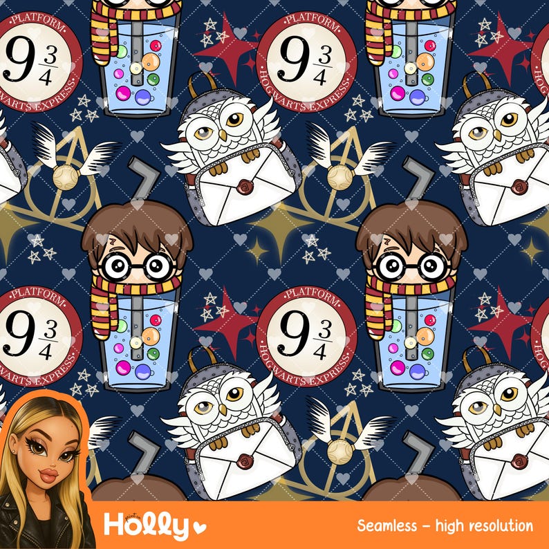 Wizard School Blue - Seamless Pattern, Sublimation Fabric, Fabric ...