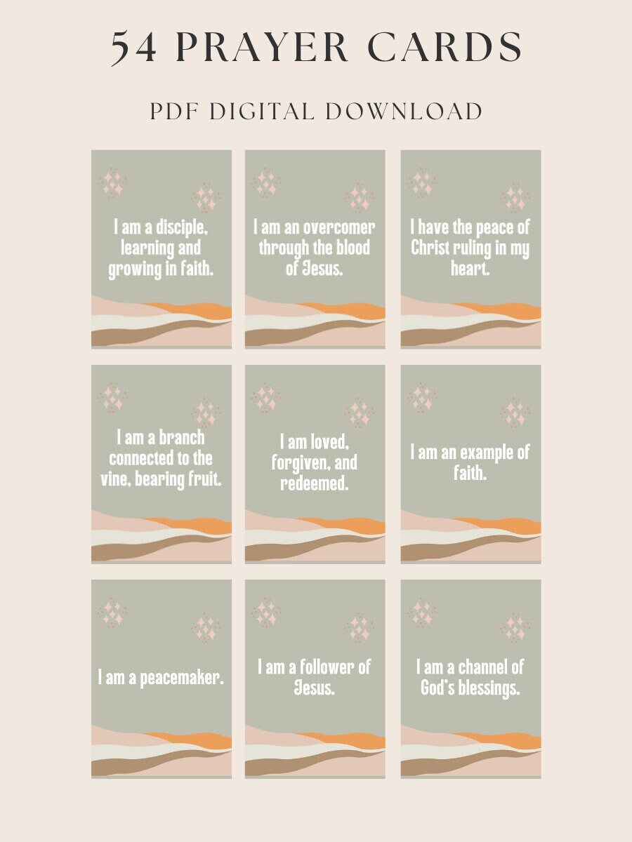 54 Unique Prayer Cards Digital Printable PDF, Bible Verse Cards