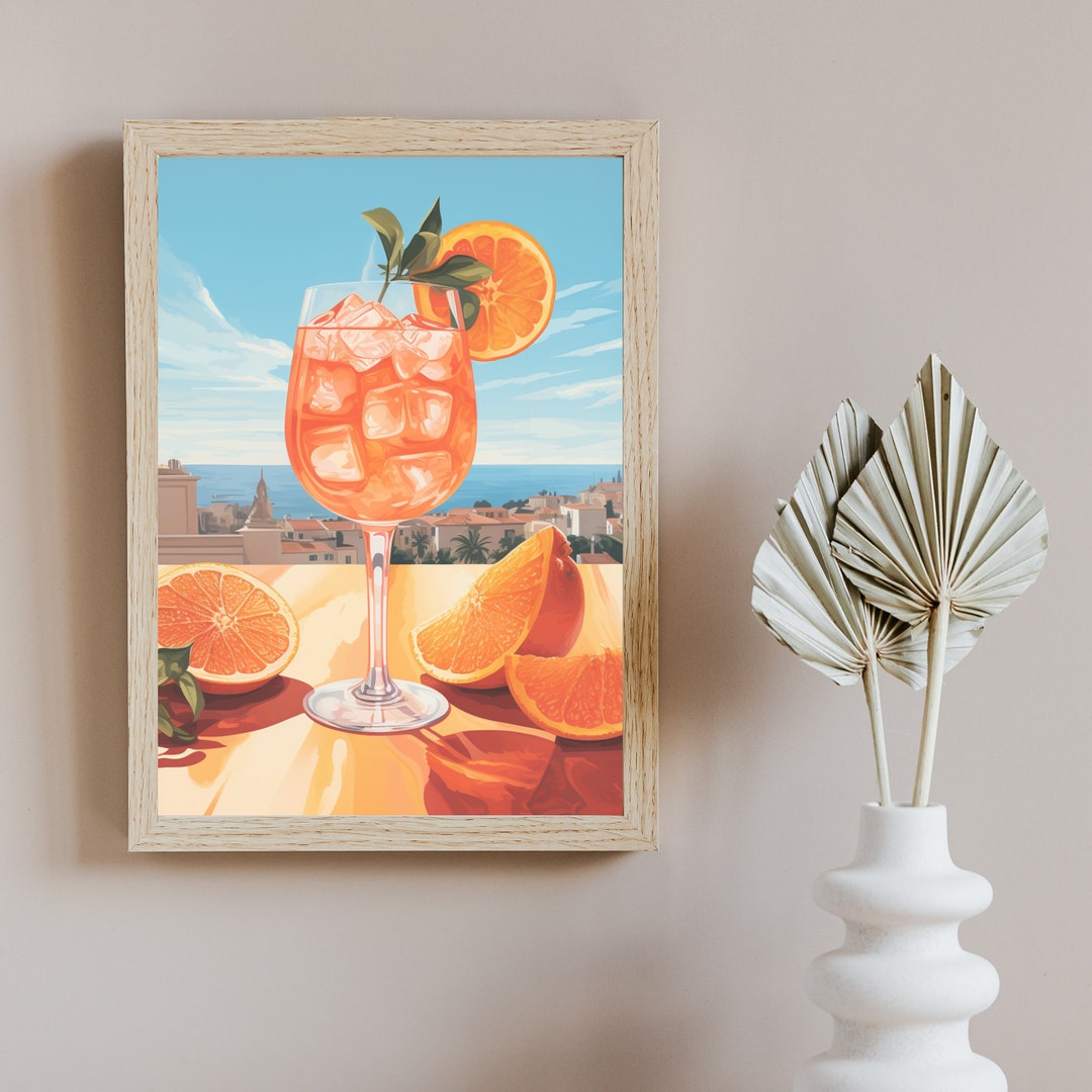 Aperol Spritz Print Trendy Wall Art Retro Aesthetic Wall Art Decor Bar