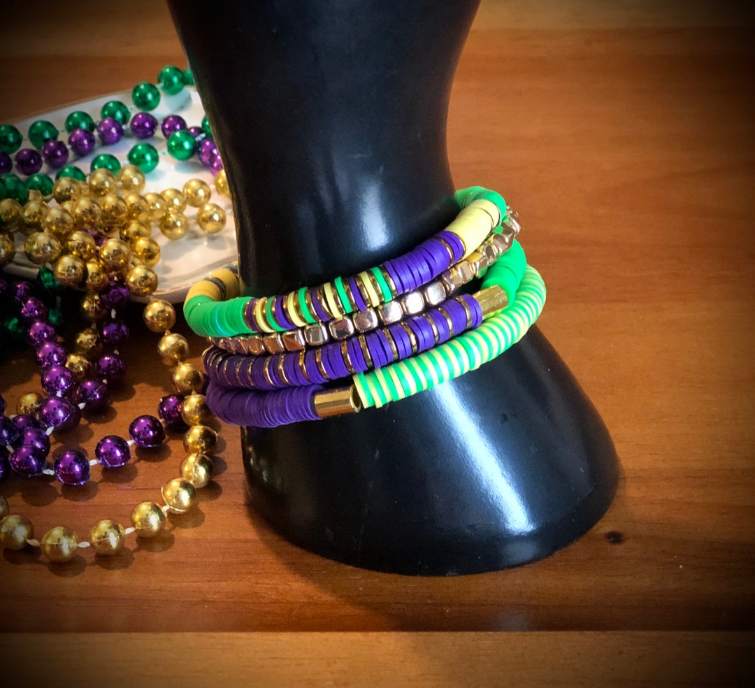 mardi gras clay bead bracelet ideas