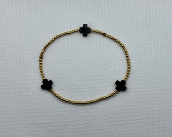 The Classic Cross 2.5mm bead bracelet                   …BLACK…