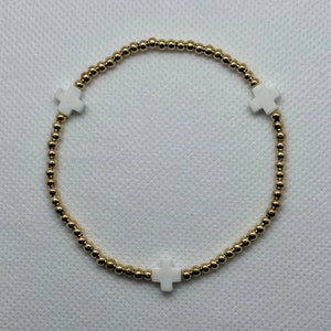 The Classic Cross 3mm bead bracelet                       …WHITE…