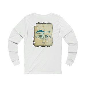 Corvina South Padre Island carte antique T-shirt à manches longues en jersey unisexe