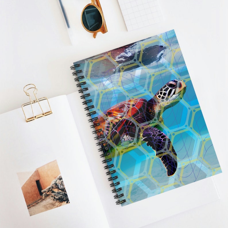 Turtle With Notebook Spiral Notebook - Ruled Line Sea Turtle Notebook Save the Turtles Ocean ...
