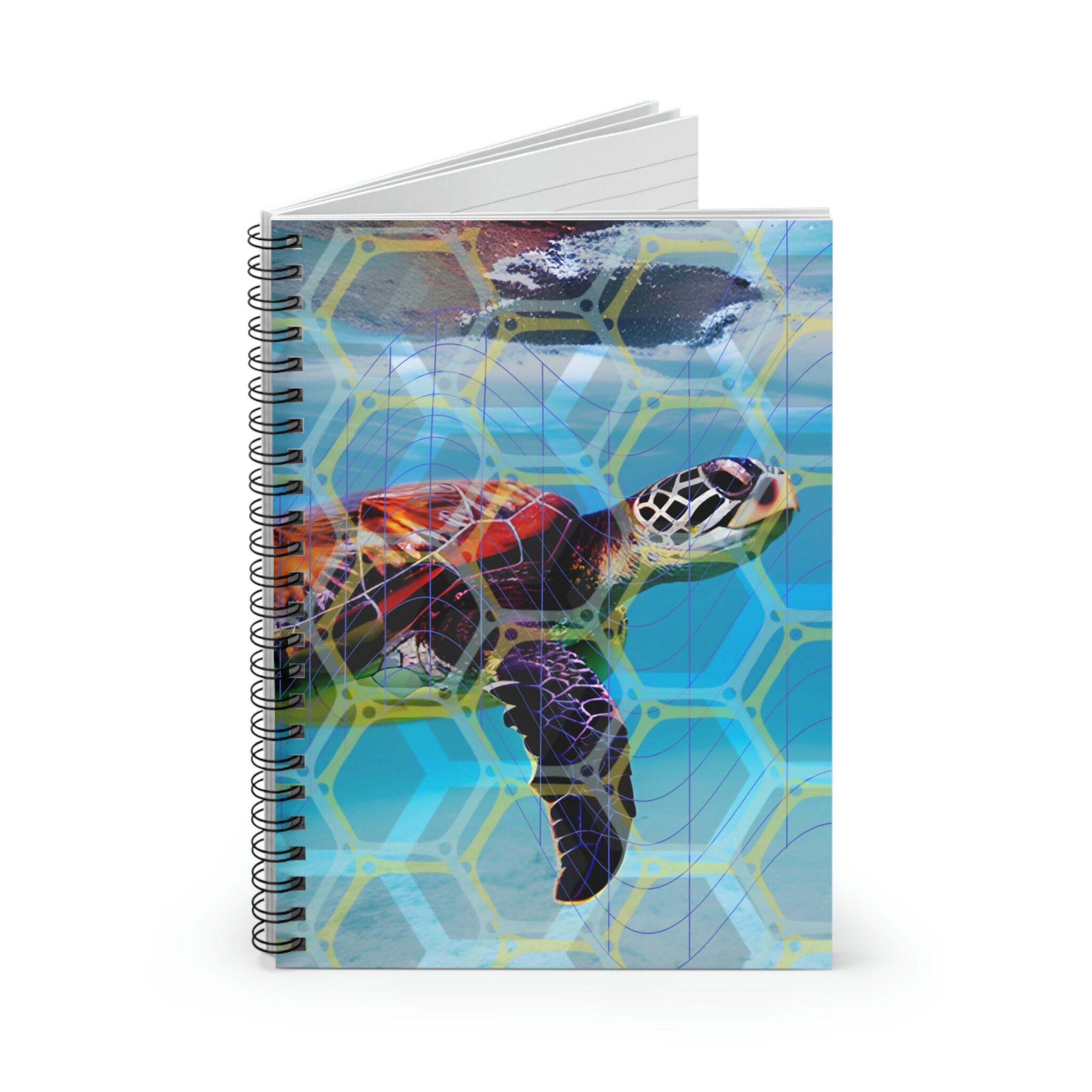 Turtle With Notebook Spiral Notebook - Ruled Line Sea Turtle Notebook Save the Turtles Ocean ...