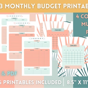2023 Digital Monthly Budget Planner and Financial Calendar, Instant Download, Monthly Finance Tracker, Paycheck Budget Template, 8.5” x 11”