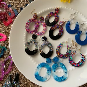 Colorful dangle resin earrings
