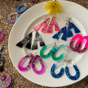 Colorful dangle resin earrings