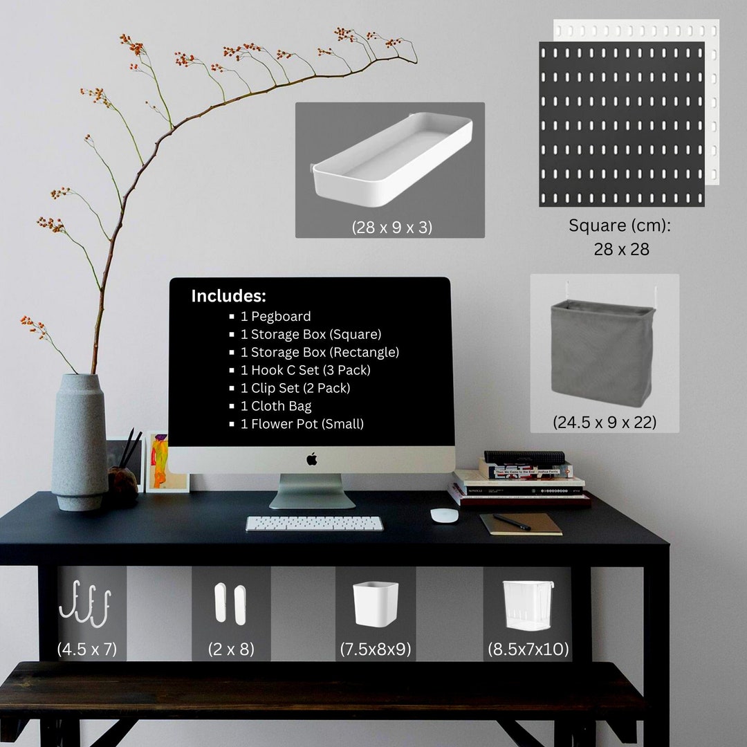 Pegboard Wall Organizer Desk Starter Set DIY Easy Etsy